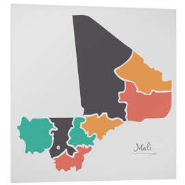 Foam board print Mali map modern abstract with round shapes