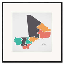 Inramat konsttryck Mali map modern abstract with round shapes