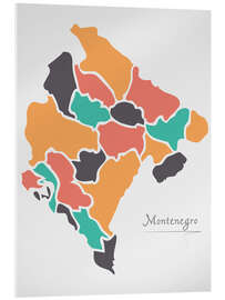 Cuadro de metacrilato Montenegro map modern abstract with round shapes