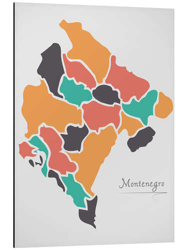 Aluminium print Montenegro map modern abstract with round shapes