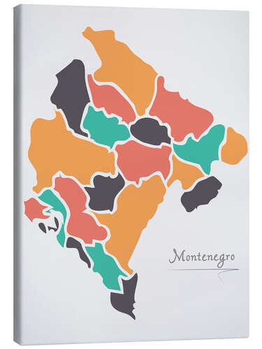 Canvastavla Montenegro map modern abstract with round shapes