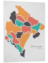 Foam board print Montenegro map modern abstract with round shapes