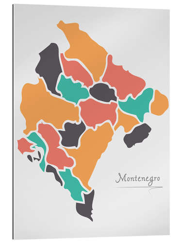 Gallery print Montenegro map modern abstract with round shapes