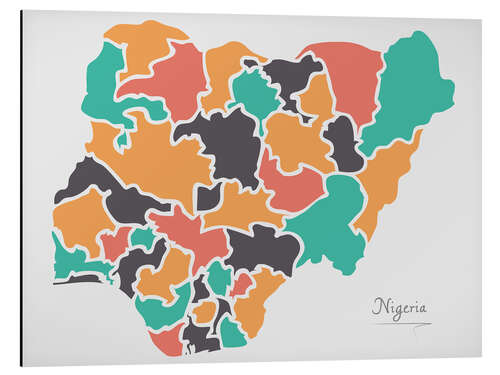Alubild Nigeria Landkarte modern abstrakt mit runden Formen