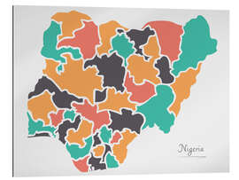 Gallery print Nigeria map modern abstract with round shapes