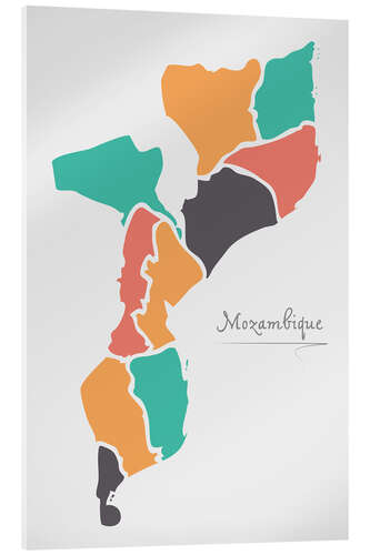 Akrylglastavla Mozambique map modern abstract with round shapes