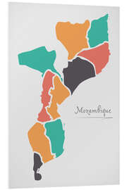 Foam board print Mozambique map modern abstract with round shapes