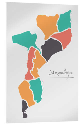 Gallery print Mozambique map modern abstract with round shapes