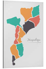 Magnettafel Mosambik Landkarte modern abstrakt mit runden Formen