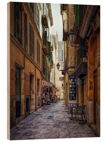 Holzbild Gasse in Palma de Mallorca