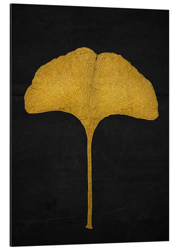 Tableau en aluminium Feuille de ginkgo dorée