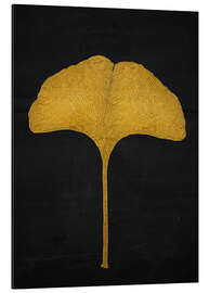 Tableau en aluminium Feuille de ginkgo dorée