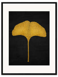 Gerahmter Kunstdruck Goldenes Ginkgoblatt