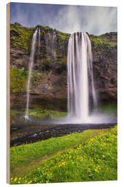 Holzbild Wasserfall Seljalandsfoss Island