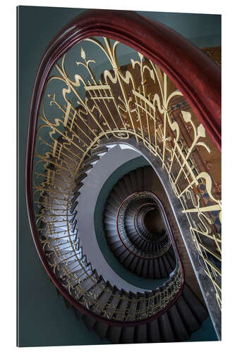 Gallery print Spiral stairs with ornamented handrail