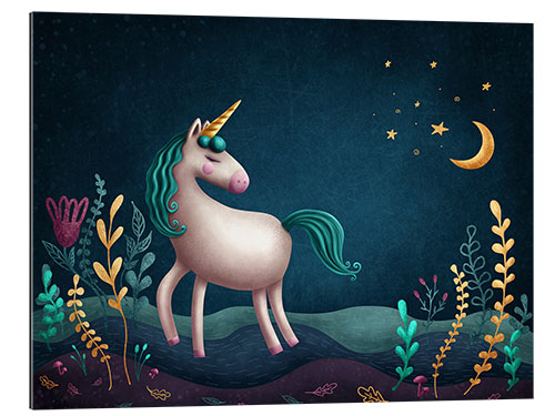 Galleritryck Unicorn in a magical forest II