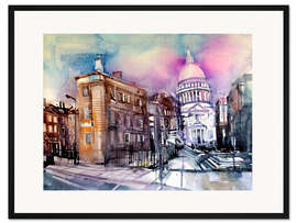 Gerahmter Kunstdruck London, Queen Victoria Street, St. Paul's
