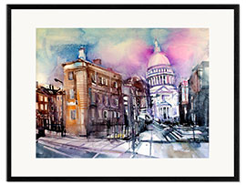 Impression artistique encadrée London, Queen Victoria Street, St. Paul's
