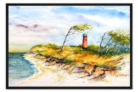 Gerahmter Kunstdruck Leuchtturm auf dem Darß