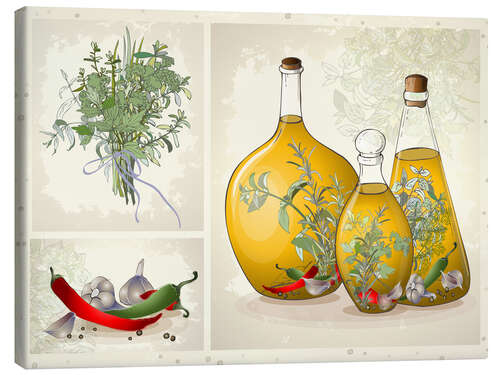 Canvas print Kitchen Herbs Collage