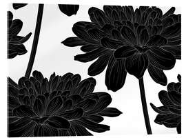 Akrylbilde Flowers black on white