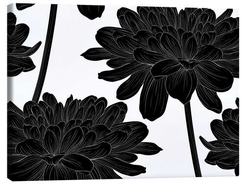 Canvas print Flowers black on white