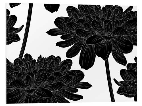 Foam board print Flowers black on white