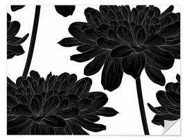 Sticker mural Fleurs noires sur fond blanc