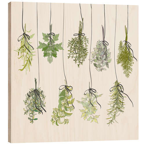 Wood print Herb Bouquets