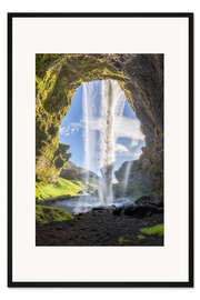 Gerahmter Kunstdruck Kvernufoss Wasserfall in Island