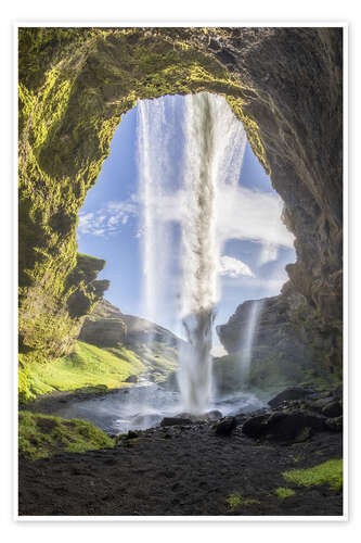 Poster Kvernufoss waterfall in south of Iceland