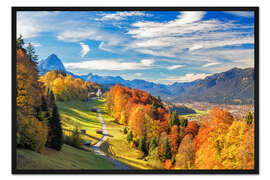Gerahmter Kunstdruck Herbst in Bayern - Garmisch Patenkirchen
