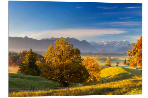 Tableau en plexi-alu La Bavière en automne, vue sur les montagnes