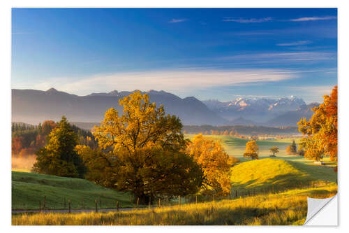 Adesivo murale Autumn in Bavaria with view to Zugspitze