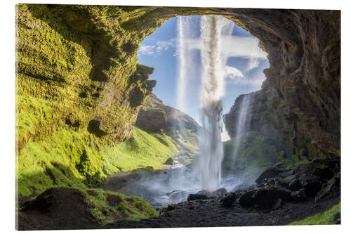 Acrylic print Kvernufoss waterfall in south of Iceland