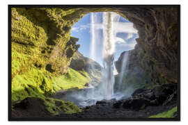 Gerahmter Kunstdruck Kvernufoss Wasserfall in Island