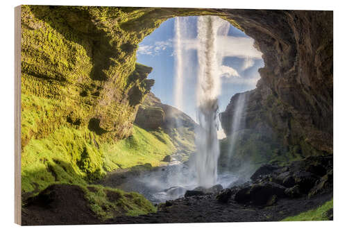 Holzbild Kvernufoss Wasserfall in Island