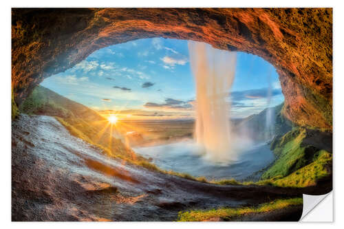 Sticker mural Au cœur des Chutes de Seljalandsfoss en Islande