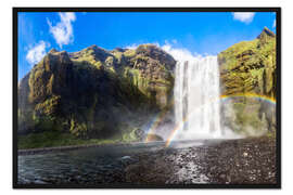 Gerahmter Kunstdruck Skogafoss Wasserfall in Island