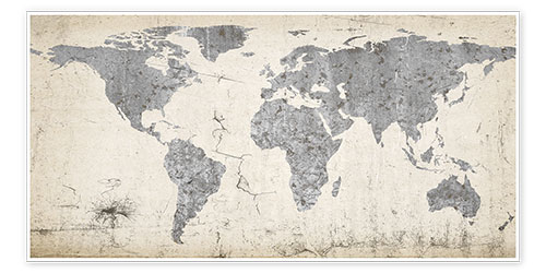 Poster Vintage world map