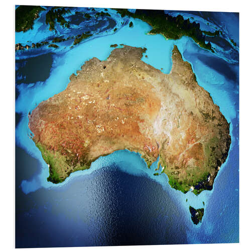 Foam board print Australia from space, NASA