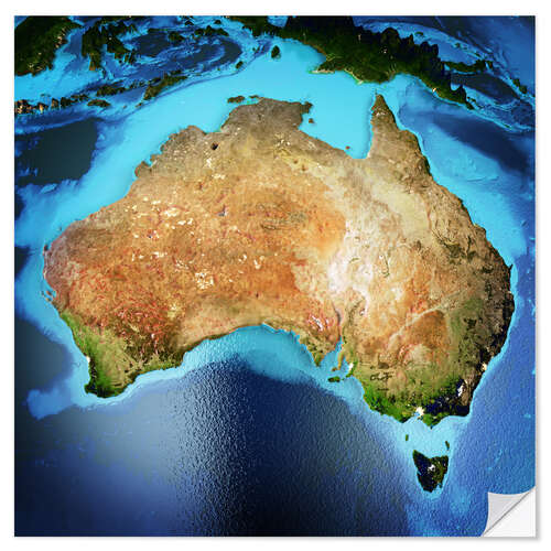 Selvklebende plakat Australia from space, NASA