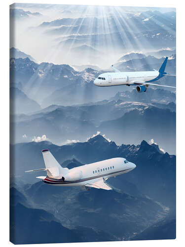 Canvas print Two aircrafts over the mountains