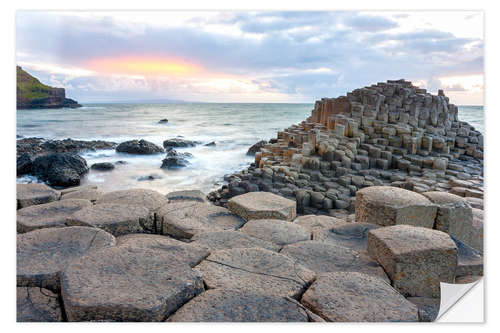 Muursticker Sunset at Giant's Causeway in North Antrim, Northern Ireland