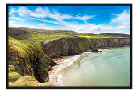 Gerahmter Kunstdruck Carrick-a-Rede, Küste von Nordirland