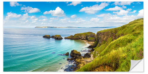 Selvklæbende plakat Coast of Northern Ireland on a beautiful summer day