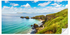 Selvklæbende plakat Coast of Northern Ireland on a beautiful summer day