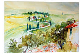 Foam board print Cypress Promenade in Tuscany