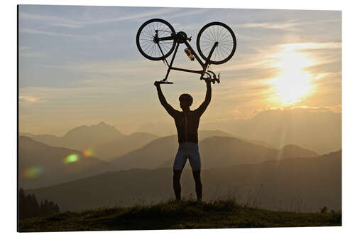 Aluminium print Cycling in the mountains