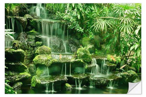 Selvklebende plakat Erawan waterfall in Thailand